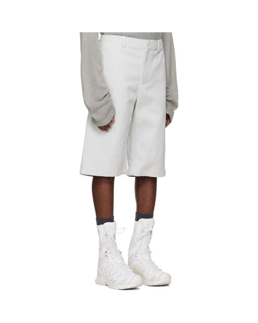 Rier White Off- Gabardine Utility Shorts for men
