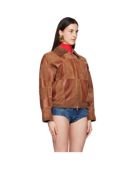 Versace Brown Tan Blouson Leather Jacket
