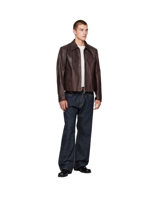 Our Legacy Brown Leather Mini Jacket for men