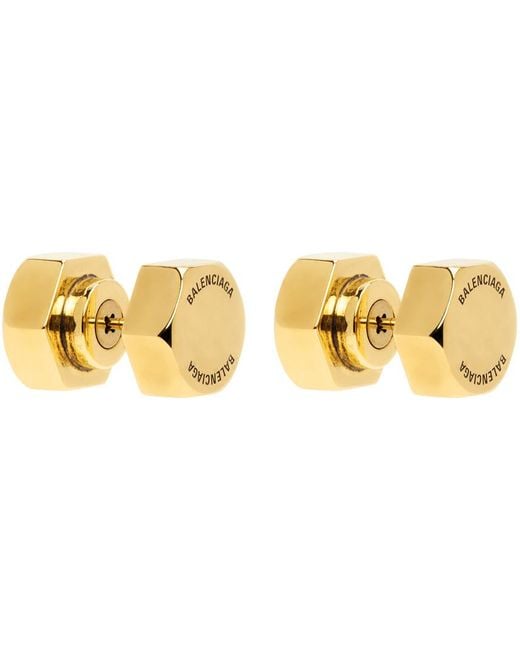 Balenciaga Black Gold Garage Double Screw Earrings for men