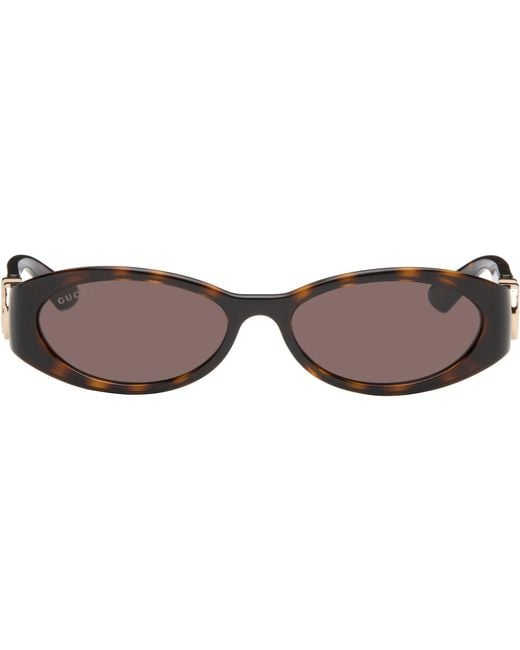 Gucci Brown Oval Frame Sunglasses