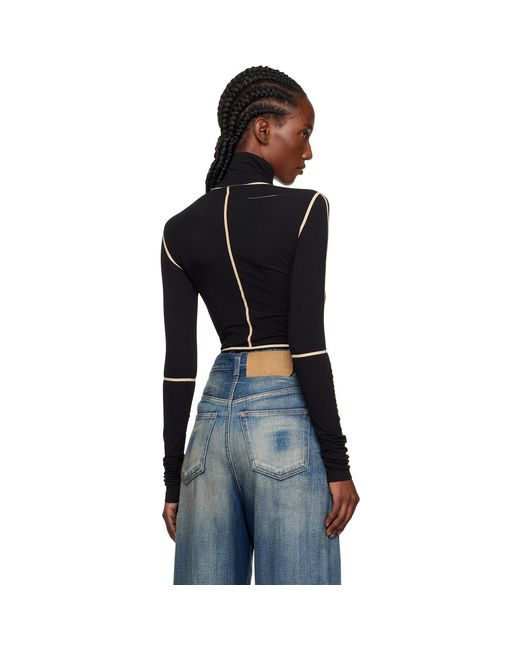MM6 by Maison Margiela Black Long-Sleeve Bodysuit