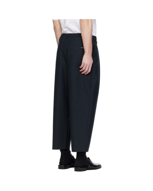 Maison Kitsuné Black Cropped Pleated Trousers for men