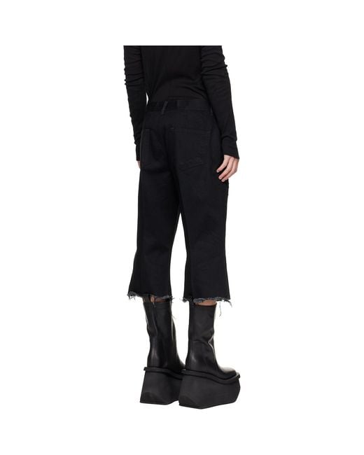 Rick Owens Black Tower Bolan Cutoff Jeans for men