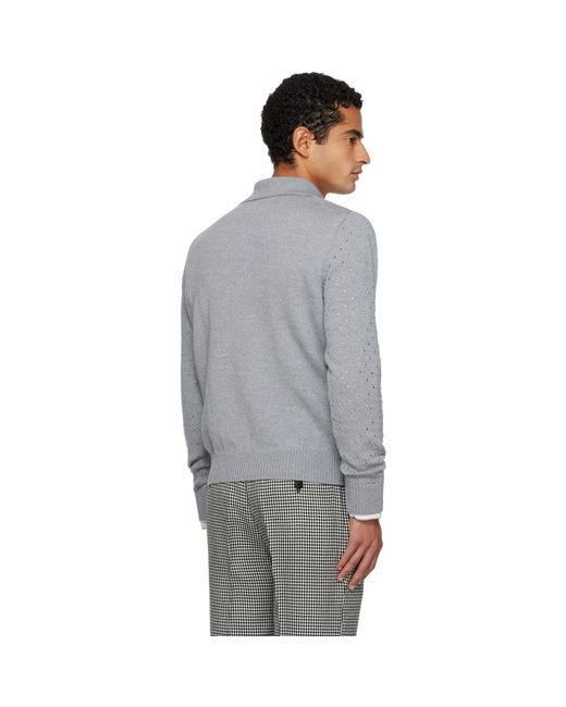 Ernest W. Baker Gray Polka-Dot Polo for men