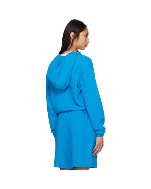 Pull À Capuche Bleu En Jersey Bouclette À Glissière Skims en coloris Blue