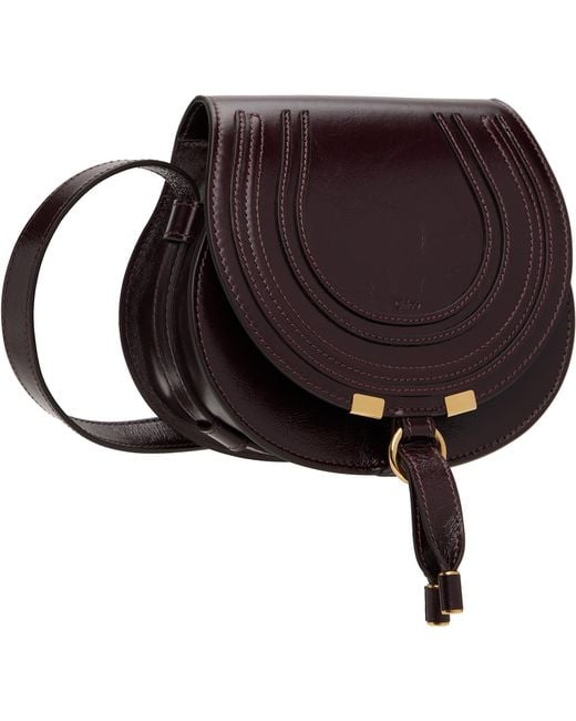Chloé Black Burgundy Small Marcie Saddle Bag
