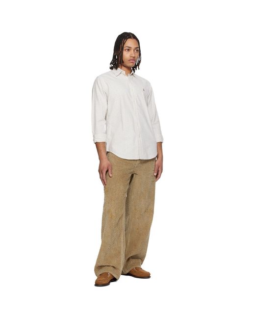 Polo Ralph Lauren White Classic Fit Gingham Oxford Shirt for men