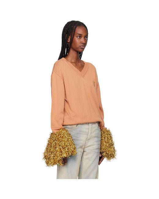 Doublet Blue Tan Cheerleading Pompon Sweater