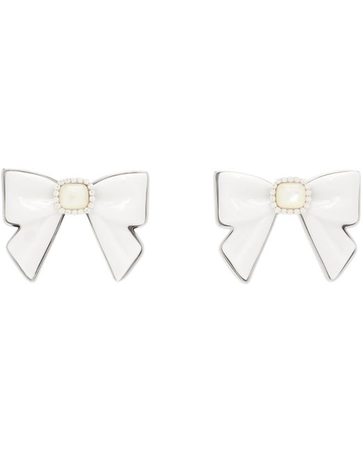 ShuShu/Tong Black Yvmin Edition Ceramics Bowknot Nacre Earrings