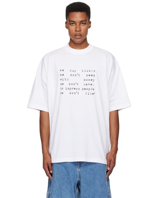 Vetements White 'We Buy Things' Oversized T-Shirt for men