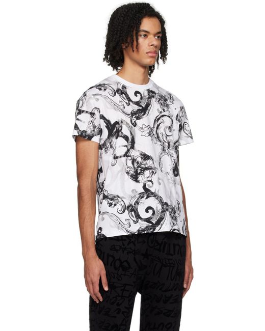 Versace Black White Watercolor Couture T-shirt for men