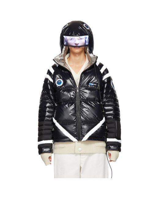 Undercover Black Hooded Nylon Down Jacket W/ Led Light for men