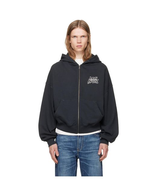 Palm Angels Black Palm Leaf Loose Zip Hoodie for men