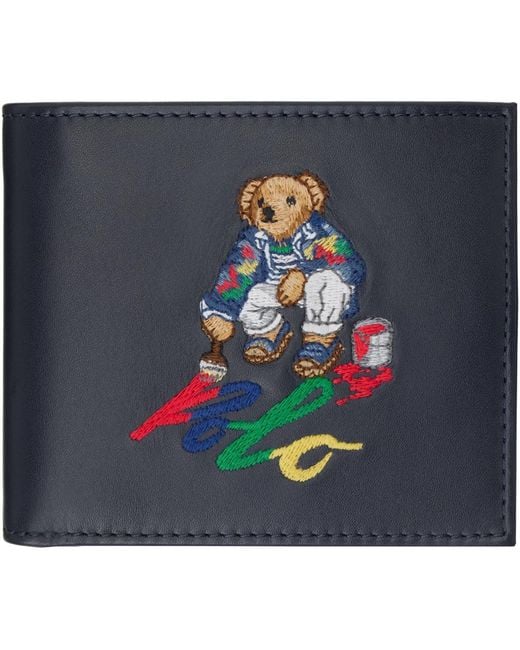 Polo Ralph Lauren Blue Polo Bear Leather Wallet for men