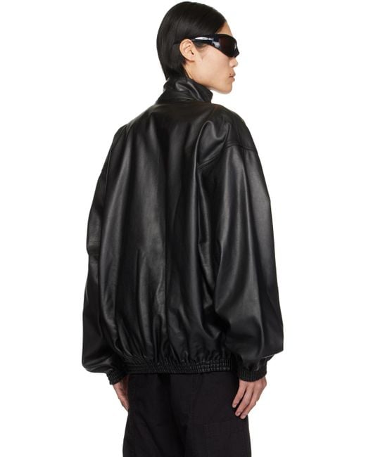 Balenciaga Black Embroidered Leather Jacket for men