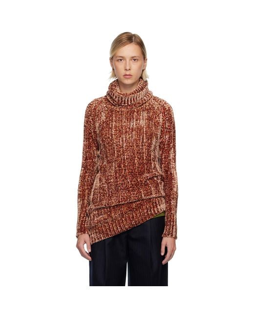 Dries Van Noten Red Long Viscose Turtleneck