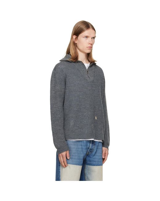 Maison Margiela Gray Mended Ribbed Sweater for men