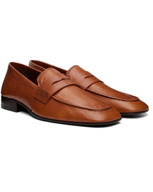 Dries Van Noten Brown Tan Leather Loafers for men