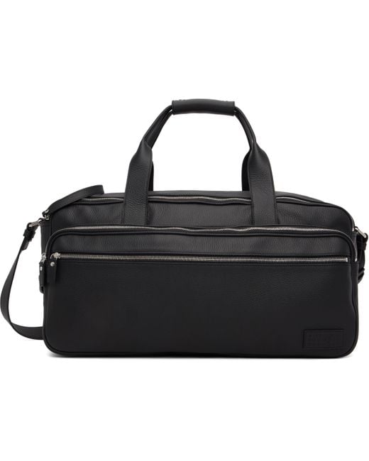 MM6 by Maison Margiela Black Leather Travel Duffle Bag for men