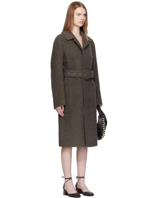 Lemaire Black Khaki Belted Tailored Coat