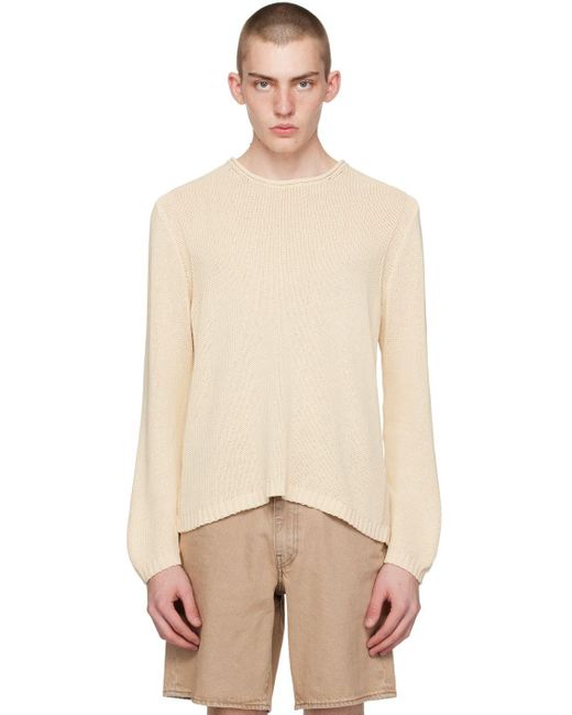 Guess USA Natural Beige Rolled Edge Sweater for men