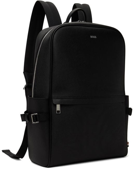 Boss Black Saffiano Leather Backpack for men