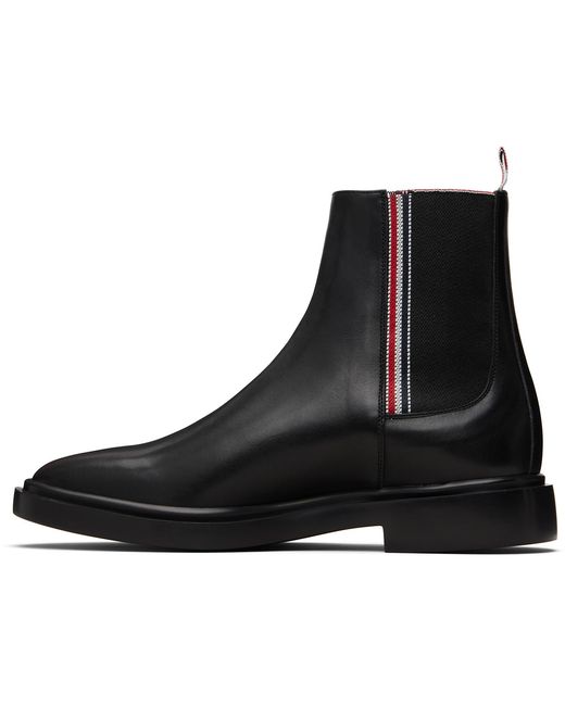 Thom Browne Black Vitello Calf Rwb Rubber Sole Chelsea Boots for men