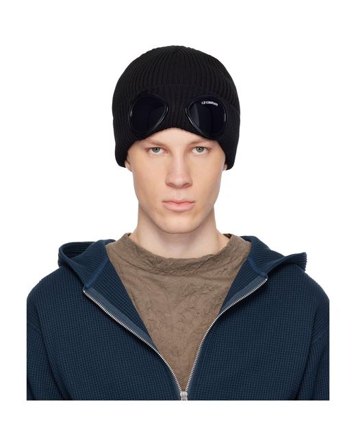 C P Company Blue Cotton goggle Beanie for men