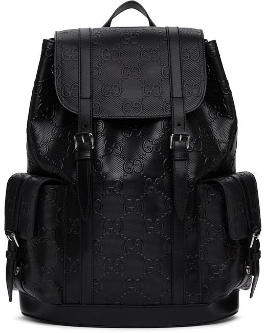 Gucci Black GG Embossed Backpack for men