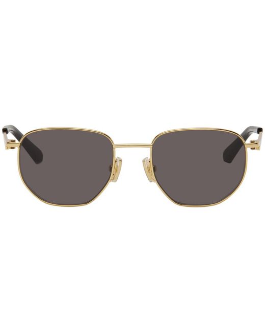 Bottega Veneta Black Gold Split Oval Metal Sunglasses