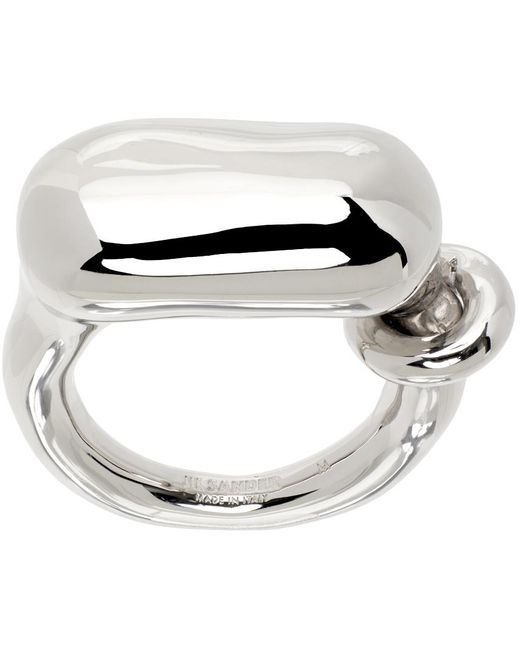Jil Sander Metallic Silver Signet Ring for men