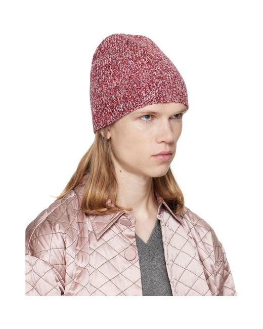 Dries Van Noten Pink Embroidered Beanie for men