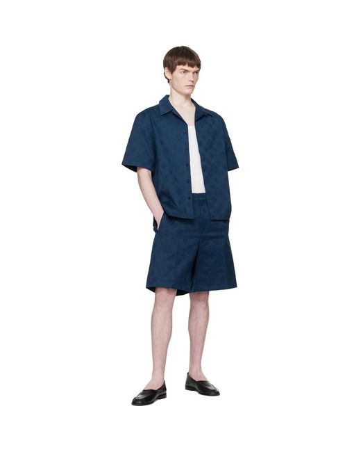 Casablanca Blue Monogram Short Sleeve Shirt for men