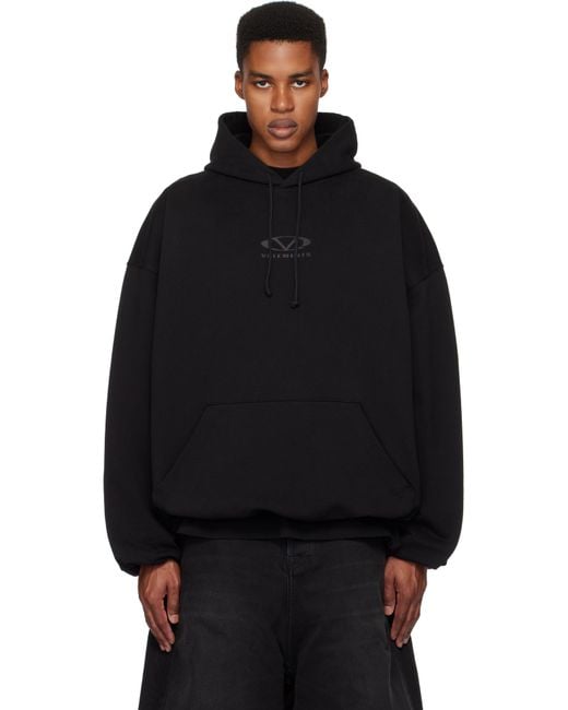 Vetements Black Oval Logo Cropped Boxy Hoodie for men