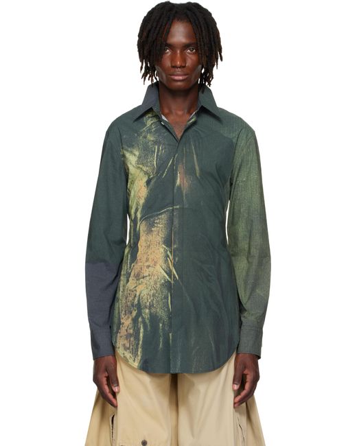 Jean Paul Gaultier Multicolor Ssense Exclusive Khaki & Mesh Printed Acid Water Shirt for men