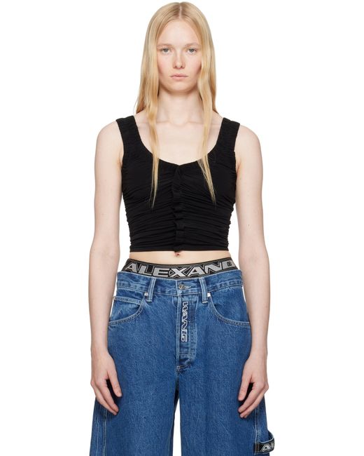 Alexander Wang ブラック シアー ルーシュ タンクトップ Black