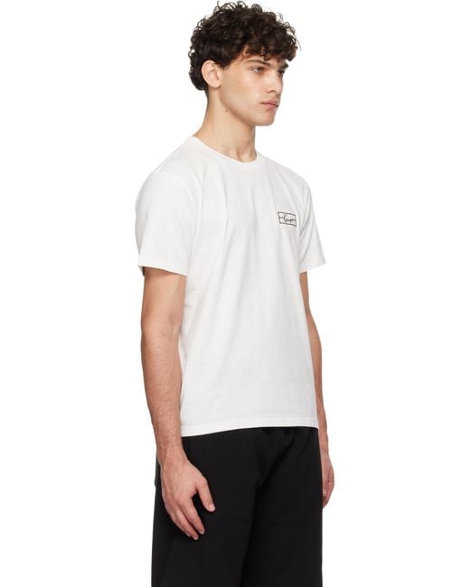 T-Shirt Blanc Cassé À Logo Modifié Brodé KENZO pour homme en coloris White