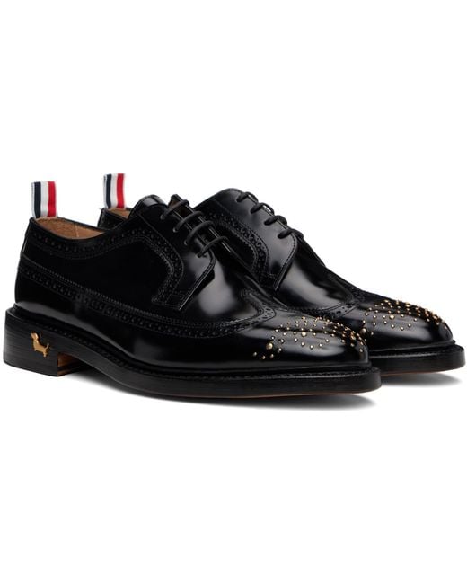 Thom Browne Black Spazzolato Leather Longwing Brogues for men