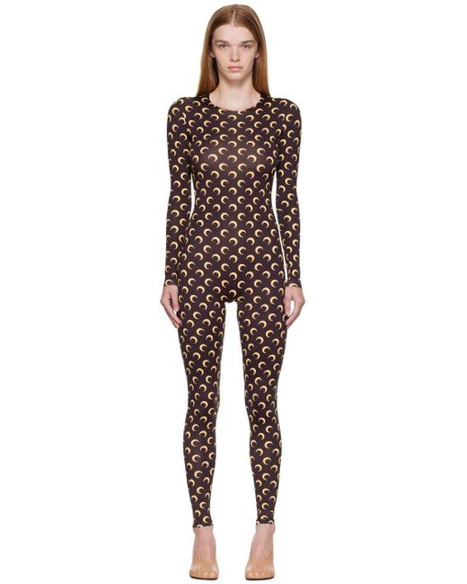 Marine Serre Synthetic Brown All Over Moon Jumpsuit in 71 Brown (Black ...