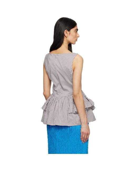 Dries Van Noten Blue Ruffled Peplum Blouse