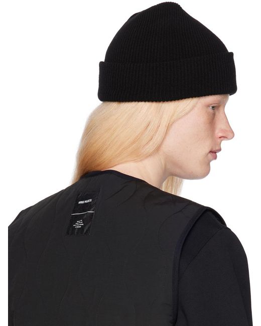 Norse Projects Black Merino Lambswool Beanie for men
