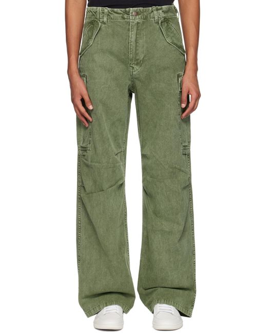 R13 Green Wide-leg Cargo Pants for men