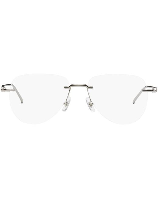 Montblanc Black Silver Aviator Glasses for men