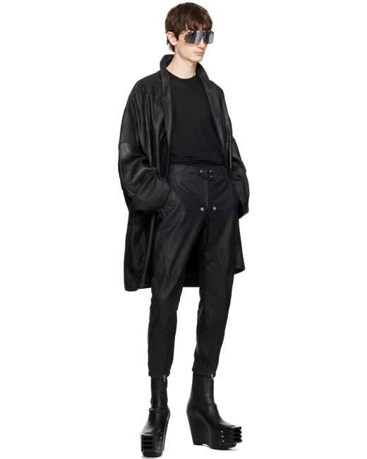 メンズ Rick Owens ブラック Hollywood Luxor レザー ジョガーパンツ Black