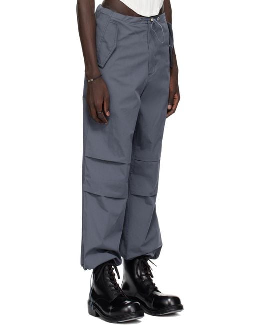 Dion Lee Black Gray toggle Trousers for men