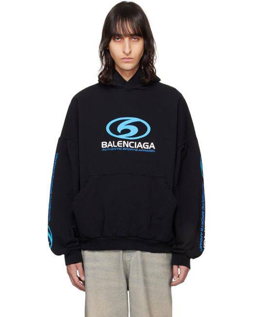 Pull a capuche noir a logos et texte imprimes Balenciaga pour homme en coloris Noir Lyst