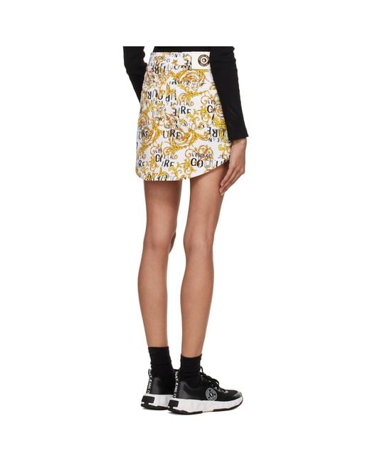 Versace Jeans Couture Black White Printed Denim Miniskirt