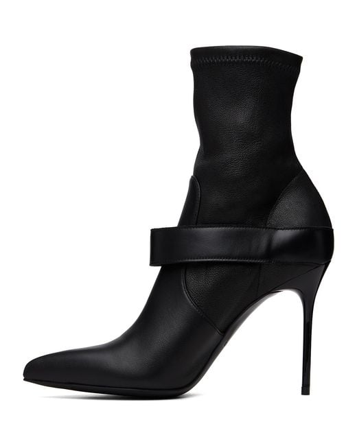 Balmain Black Anthem Stretch Leather Ankle Boots