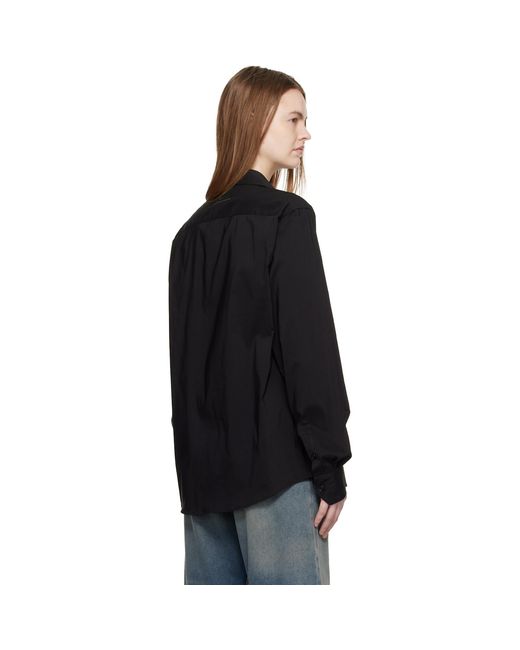 MM6 by Maison Margiela Black Poly Cotton Shirting Long-Sleeved Shirt